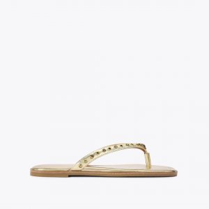 Kurt Geiger Crystal Mix Flip Flop - Gold