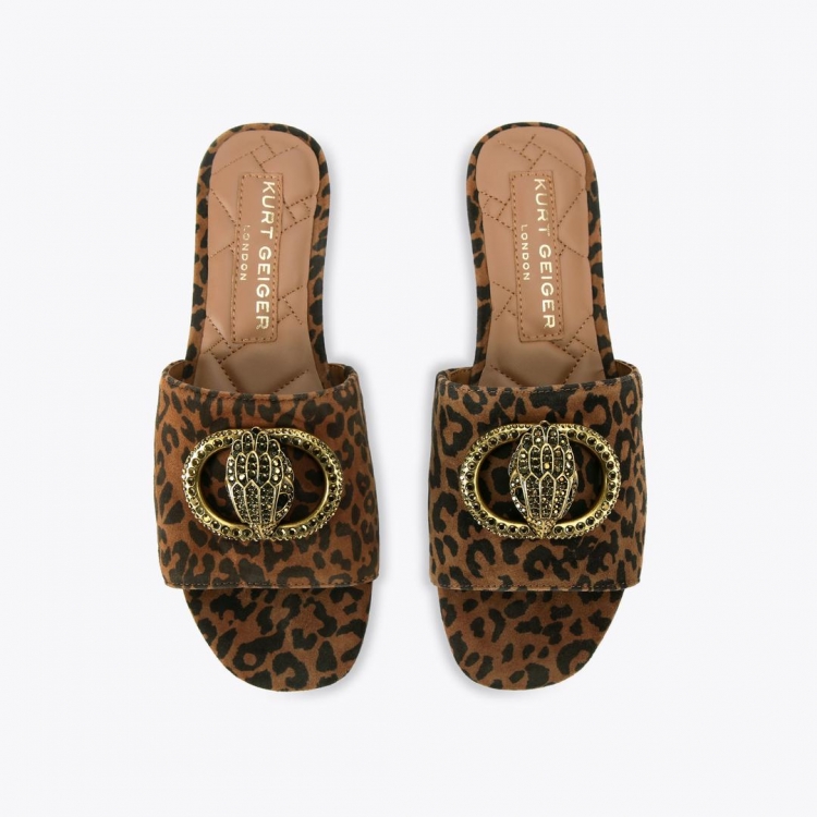 Kurt Geiger Chelsea Flat Sandal - Dark Brown Combination - Click Image to Close