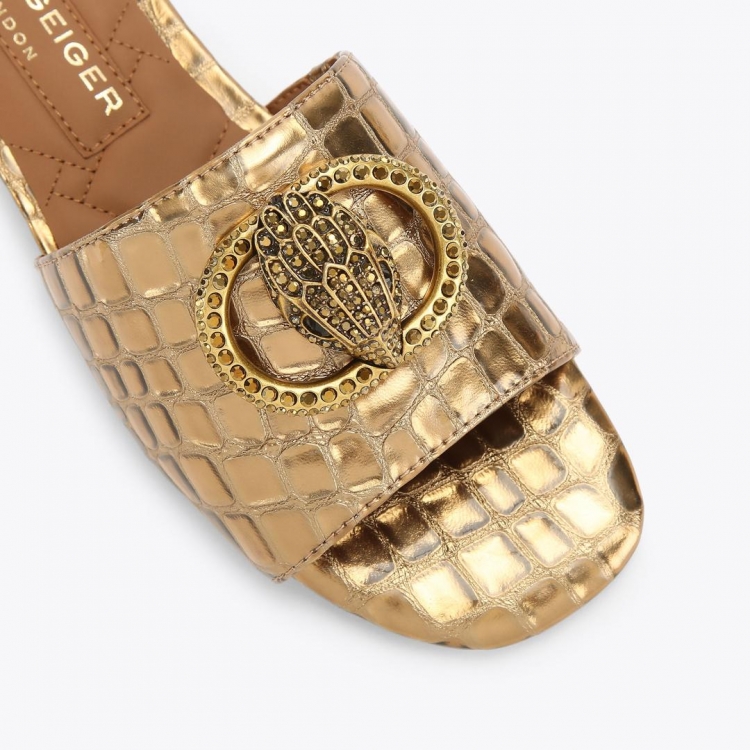 Kurt Geiger Chelsea Flat Sandal - Gold - Click Image to Close