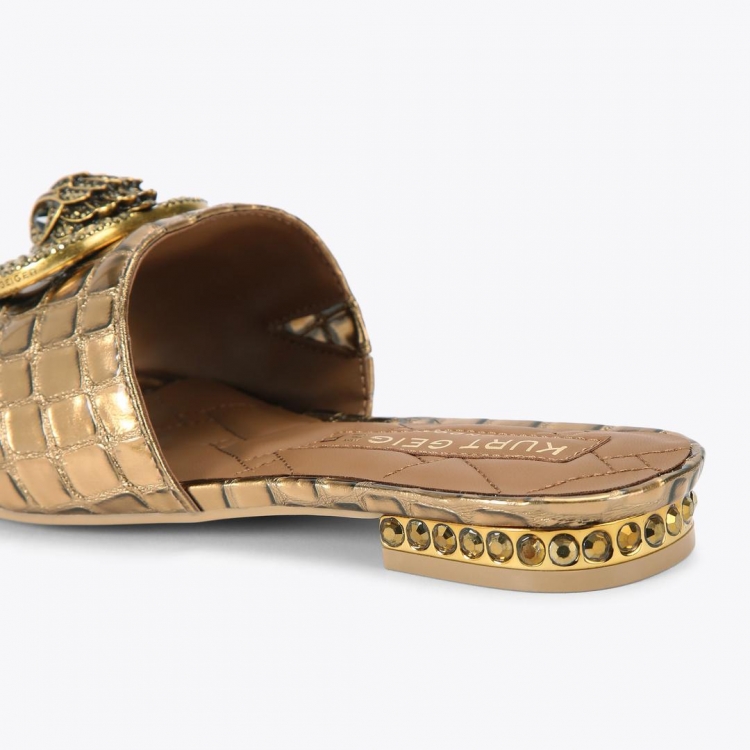 Kurt Geiger Chelsea Flat Sandal - Gold - Click Image to Close