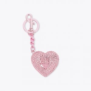 Kurt Geiger Heart Crystal Keyring - Pink