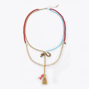 Kurt Geiger Long Pendant Charm Necklace - Gold