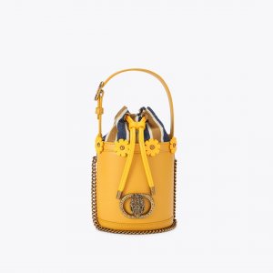 Kurt Geiger Small Chelsea Round Bucket Bag - Mustard