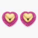 Kurt Geiger Pave Heart Stud Earrings - Pink
