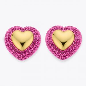 Kurt Geiger Pave Heart Stud Earrings - Pink