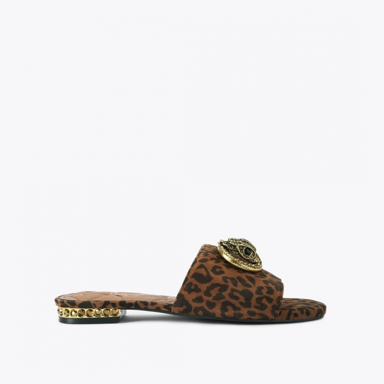 Kurt Geiger Chelsea Flat Sandal - Dark Brown Combination - Click Image to Close