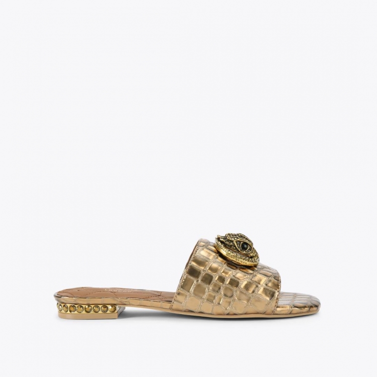 Kurt Geiger Chelsea Flat Sandal - Gold - Click Image to Close
