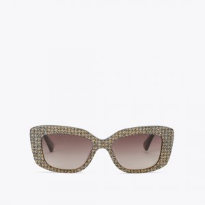 Kurt Geiger Shoreditch Gem Rectangle Sunglasses - Gold Combination