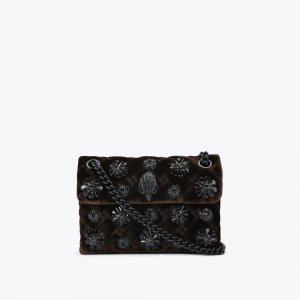 Kurt Geiger Mini Velvet Kensington Bag - Dark Brown