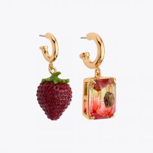 Kurt Geiger Pave Strawberry Huggie Earrings - Red