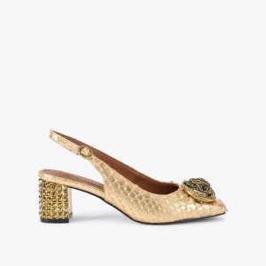 Kurt Geiger Chelsea Block Slingback Heel - Gold
