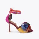 Kurt Geiger Pom Pom Ankle Tie Sandal - Wine Combination