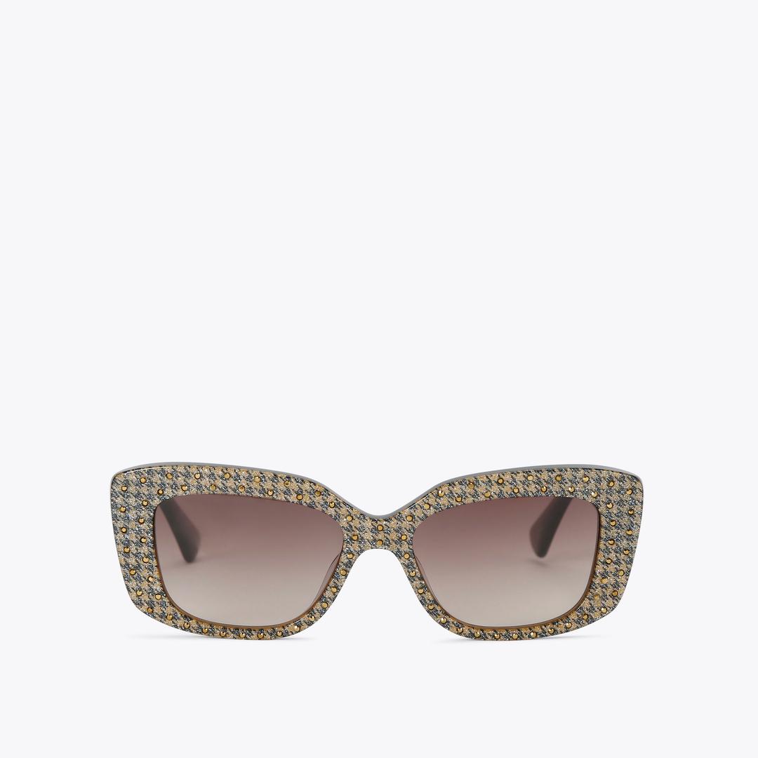Kurt Geiger Shoreditch Gem Rectangle Sunglasses - Gold Combination