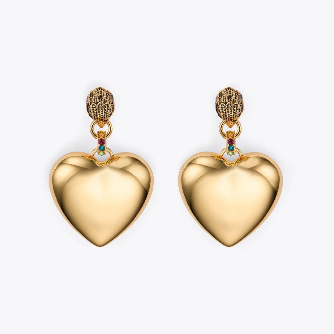 Kurt Geiger Extra Heart Earrings - Gold
