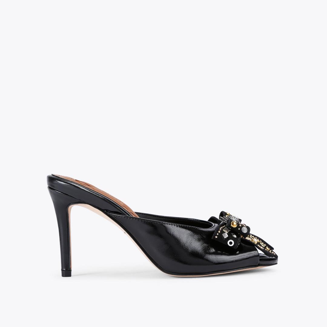 Kurt Geiger Belgravia Stud Bow Mule Heel - Black Combination