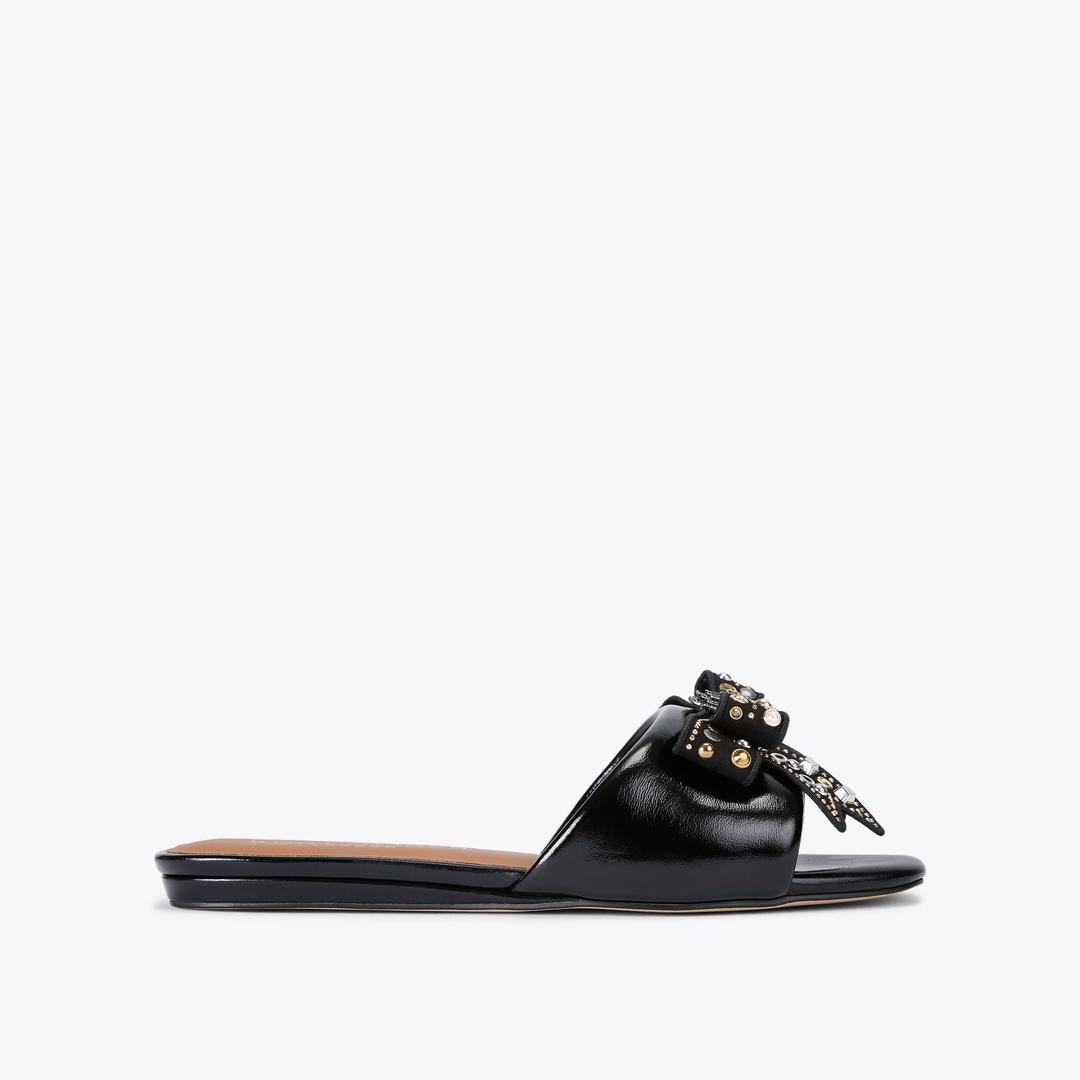 Kurt Geiger Kensington Bow Flat Sandal - Black Combination