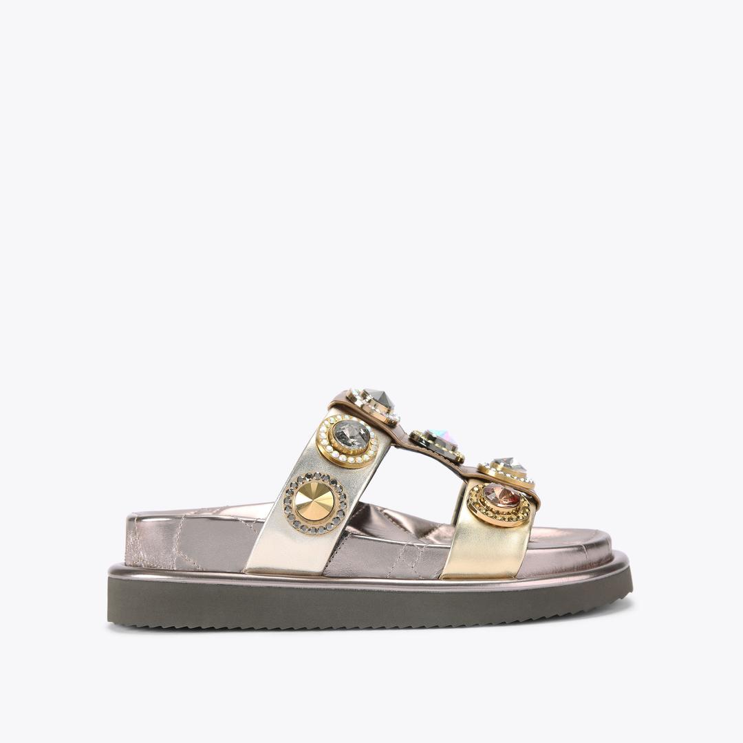 Kurt Geiger Orson Crystal Sandal - Gold Combination