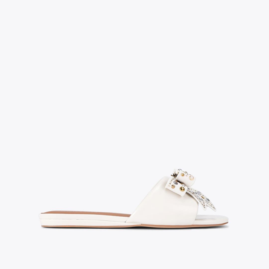 Kurt Geiger Kensington Bow Flat Sandal - Bone Combination