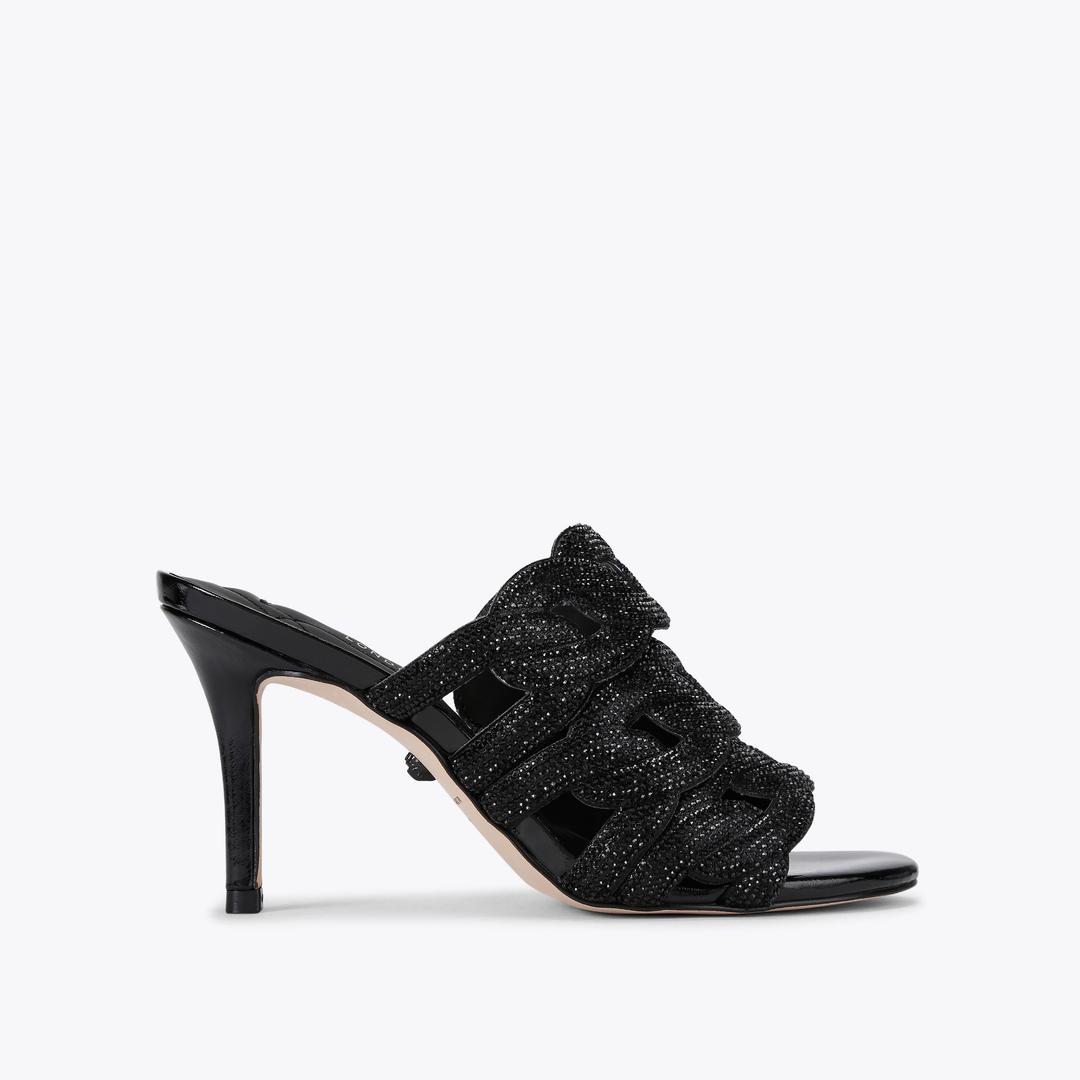Kurt Geiger Crystal Chain Mule Heel - Black