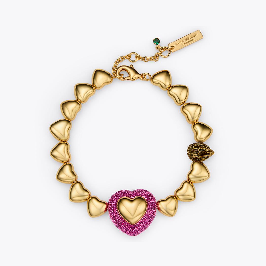 Kurt Geiger Beaded Heart Bracelet - Gold