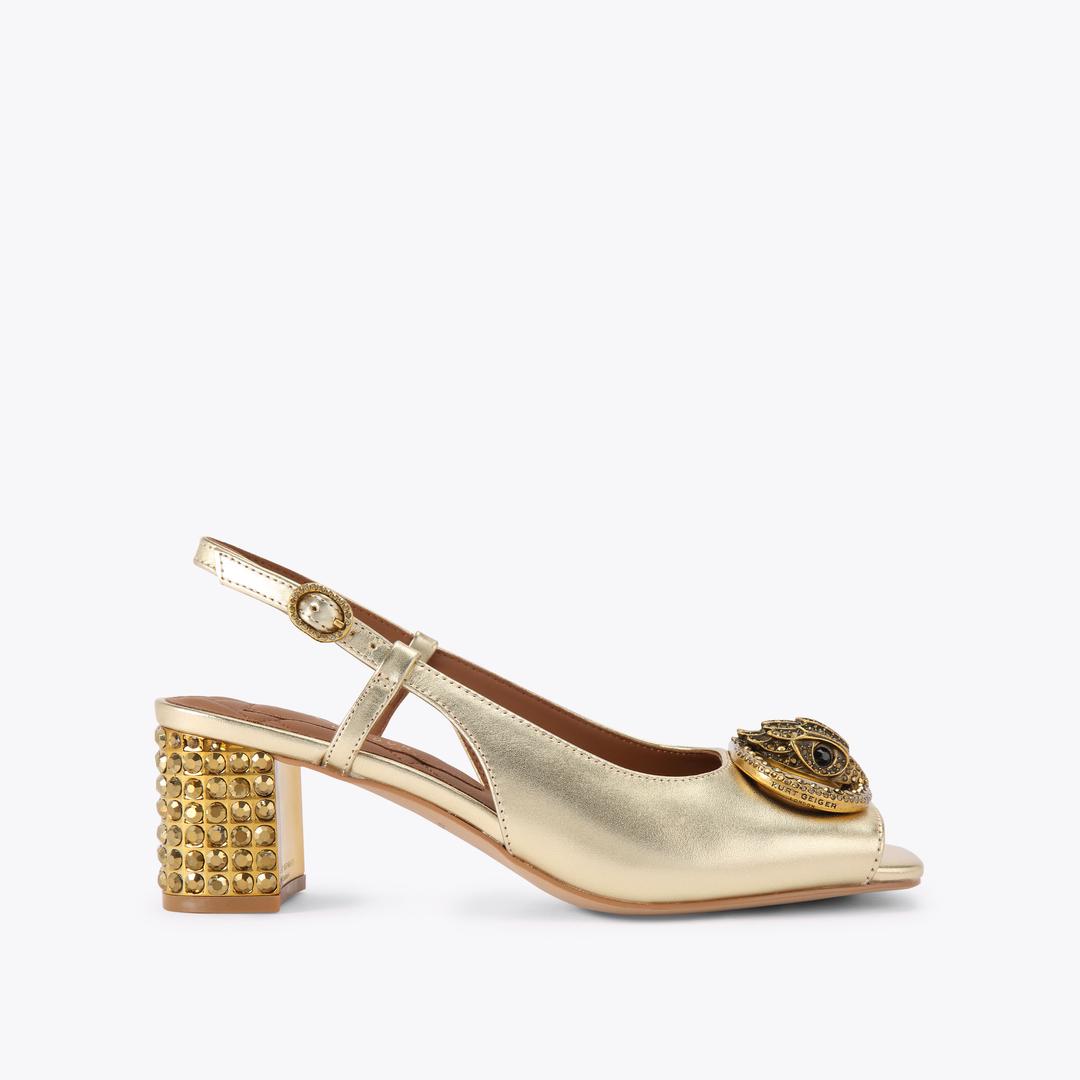 Kurt Geiger Chelsea Block Sling Back Heel - Gold