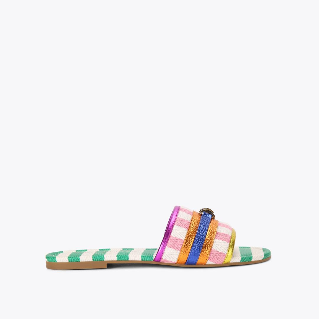 Kurt Geiger Southbank Flat Sandal - Green Combination